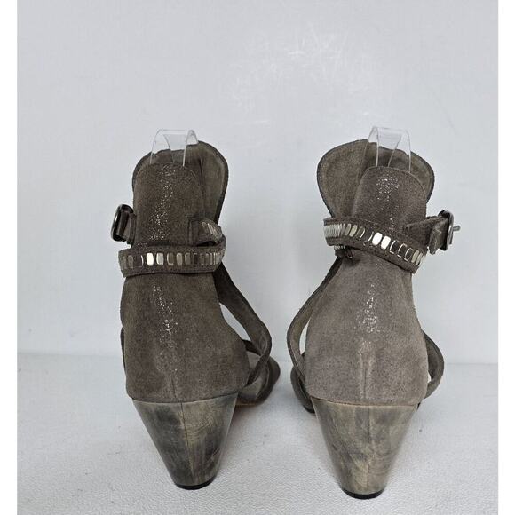 Calleen Cordero Sandals Taupe Glitter Suede Gladiator Heels SZ 7 Shoes New NWOB - Picture 7 of 10